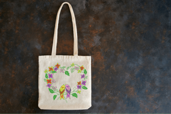 Birds on Flowers Embroidery Design