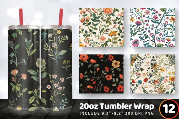 Botanical Embroidery Tumbler Wrap