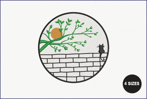Cat on Wall with Tree and Sun Embroidery Review