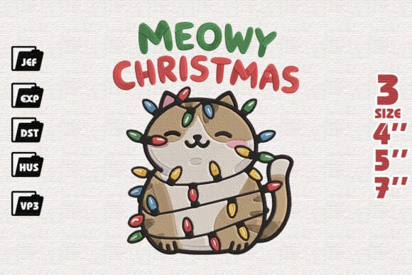 Cozy Catmas, Cute Cat Christmas Embroidery