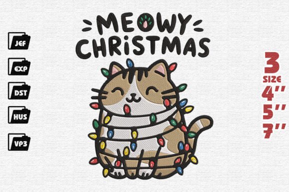 Cute Cat Christmas Embroidery