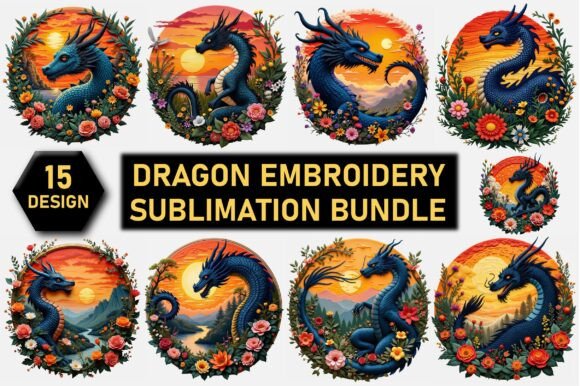 Dragon Embroidery Sublimation Bundle
