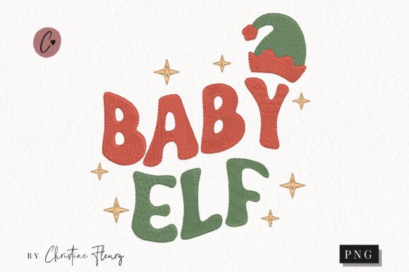 Faux Embroidery Baby Elf PNG