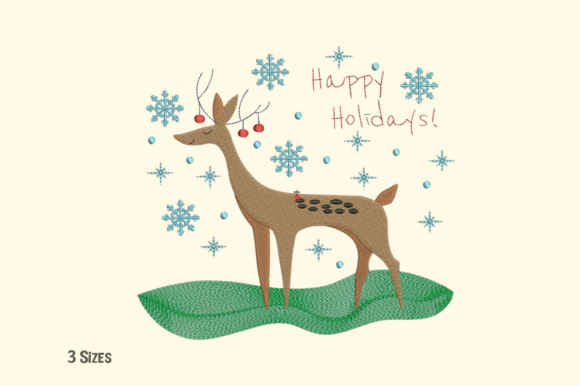 Festive Deer Happy Holidays Embroidery