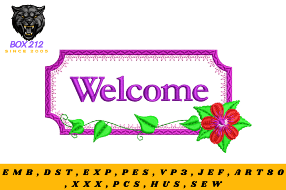 Floral Frame with Welcome Embroidery