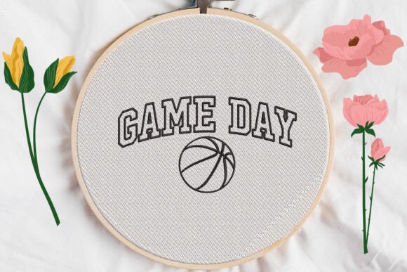 Game Day Basketball Applique Embroidery