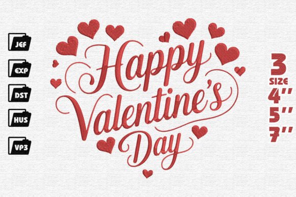Happy Valentines Day Embroidery