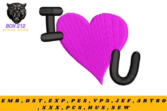 I Love You Embroidery Design