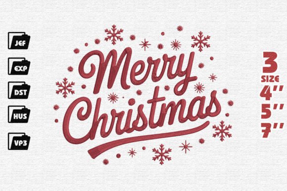 Merry Christmas with Snowflake Embroidery
