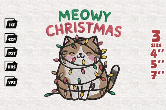 Paws and Claus, Cute Cat Christmas Embroidery