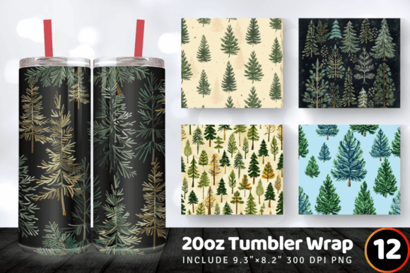 Pine Trees Embroidery Tumbler Wrap