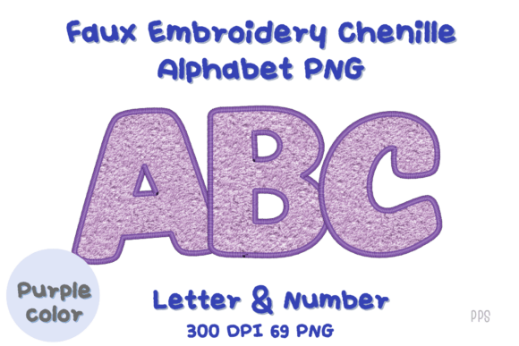 Purple Faux Embroidery Alphabet Clipart