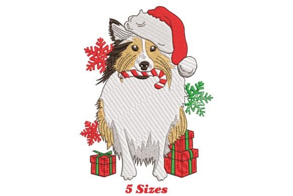 Sheep Dog Christmas Embroidery Design