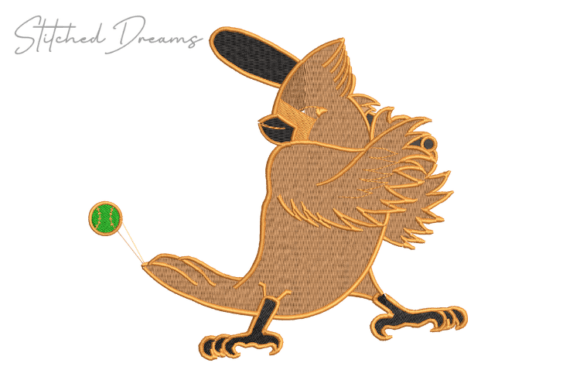 The Bird is Playing Embroidery Design